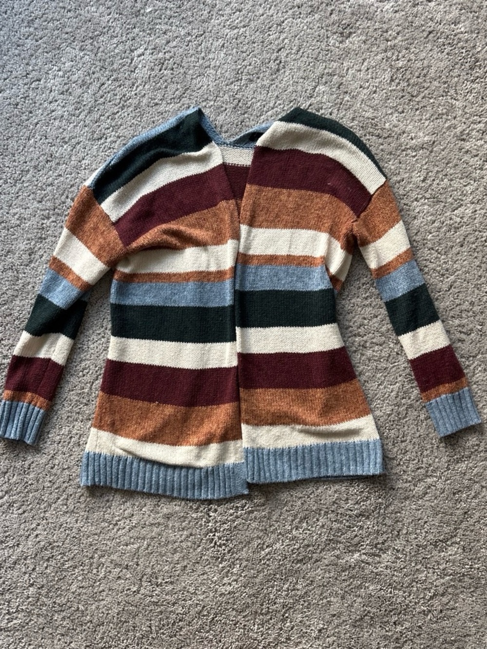Striped Open-Front Sweater Cardigan - Multi Color